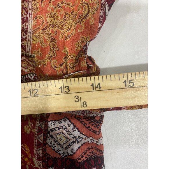 Leslie Fay Midi Faux Wrap Dress Womens Size 6 Wine Patchwork Career Office‎ - Picture 11 of 13